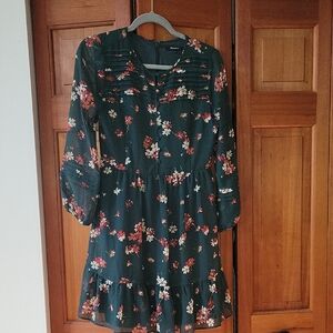 Madewell Dark Green Floral Dress